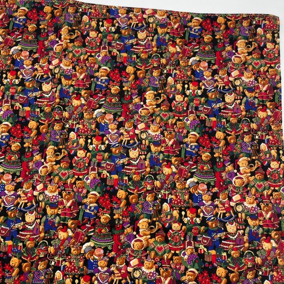 Christmas Tablecloth Card Table Small Teddy Bears Festive Holiday Handmade 41x40 - Picture 8 of 12